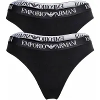 Emporio Armani per donna. EW000402_AF13033 Set di 2 perizomi neri Essential Cotton (XS), Nero, Homewear, Cotone