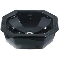 Casa Padrino lavabo da inserire nero 50 x 41,5 x h. 17,5 cm - Lavabo in Vetroceramica da inserire - Qualità lusso - Art Nouveau Art Deco