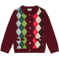 Ganni Cardigan a rombi in lana Merino e cashmere
