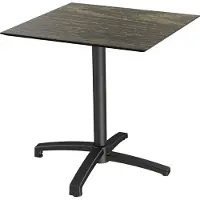 Essentials X Cross - Tavolo da patio, struttura nera + piano in HPL effetto legno sbiancato, 70x70 cm, 1 pezzo
