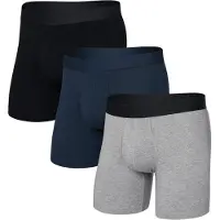 Saxx - Set da 3 boxer comodi - Droptemp Cooling Cotton BB Fly 3pk Dark Grey/Dark Ink/Black per Uomo in Cotone - Taglia M