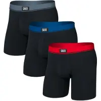 Saxx Essential Cotton Boxer Brief Fly 3-Pack Intimo Uomo (M, nero)