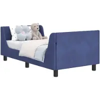 vidaXL Struttura letto per bambini con testata blu polizia 80 x 160 cm in velluto