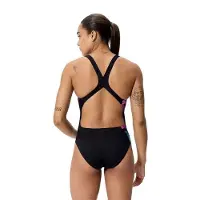 Speedo Women's Placement Printed Powerback Costume intero Donna (38, nero)