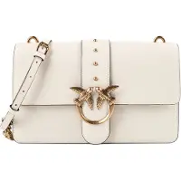 Pinko borsa a tracolla da donna love one classic in pelle con finitura liscia e chiusura con patta avorio oro
