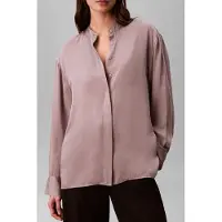 Calvin Klein Washed Satin Relaxed Top Dusted Fox Taglia: M | Maglie a manica lunga Outlet | Donna
