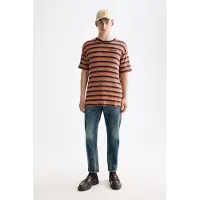 Scotch & Soda Relaxed Fit Chunky Waffle Stripe T-shirt Light Brown Multi S Taglia: S | T-shirt stampate Outlet | Uomo | Marrone