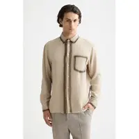 Scotch & Soda Relaxed Fit Tencel Shirt Plaza Taupe Taglia: XXL | Camicie Business Outlet | Uomo | Nero