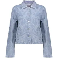 Geisha Jeans Jacket Jacquard Flower Bleached Denim Taglia: XL | Giacche di jeans Outlet | Donna | Blu