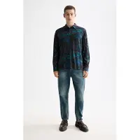 Scotch & Soda Printed Relaxed-fit Shirt Ink Blue Feathers Aop Taglia: L | Camicie Casual Outlet | Uomo | Blu