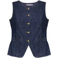 Geisha Jeans Vest Dark Blue Denim Washed Taglia: S | Gilet Outlet | Donna | Blu