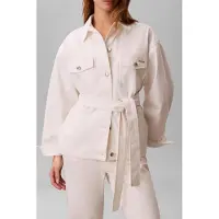 Calvin Klein Washed Cotton Cinched Jacket Chalk White Taglia: XS | Giacche di jeans Outlet | Donna | Bianco