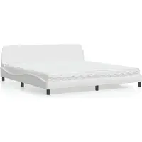 vidaXL Letto con materasso "Dover" bianco 200x200 cm in Pelle finta