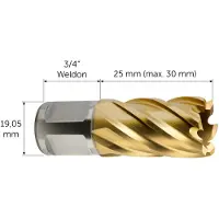 Fein HSS-Dura 25 carotatrice Ø 20 x 25 Weldon TIN, 63134200075