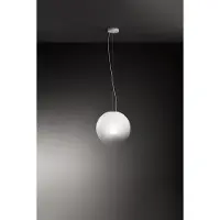 Perenz Lampada a Sospensione MOON SP1 D30 in Metallo Bianco Opale, Design Moderno con Diffusore in Vetro Soffiato Regolabile in Altezza -