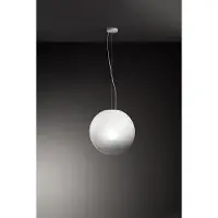 Perenz Sospensione in Vetro Soffiato Bianco Opale Sfumato, Struttura in Metallo e Alluminio, Diametro 40 cm, Attacco E27, Classe I, IP20 -