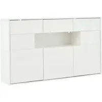 MODFU divano letto 140x200 con letto estraibile, struttura letto in legno con striscia LED oscurabile e connessione USB, con materasso, letto per ragazzi con pratico ripiano, bianco