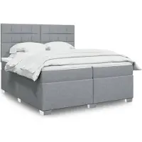 vidaXL Letto a molle con materasso grigio chiaro 200x200 cm in tessuto