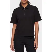 Calvin Klein Short Sleeve Tailored Knit Collar Top Black Taglia: L | Polo Outlet | Donna | Nero