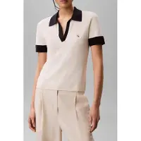 Calvin Klein Woven Label Short Sleeve Polo Tofu Taglia: S | Polo Outlet | Donna