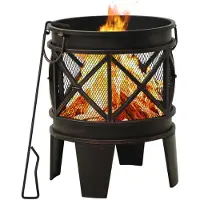 vidaXL Caminetto rustico con attizzatoio Φ42x54 cm in acciaio