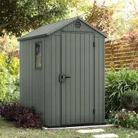 Dmora Casetta da Giardino Osoyoos 184.5x125.8x205.1h cm Verde, Resistente Agli Agenti Atmosferici Presenza Finestre