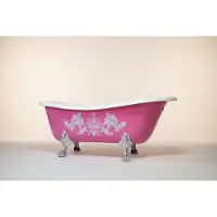 Casa Padrino Pompöös by Vasca da bagno freestanding di Harald Glööckler Rosa / Argento / Bianco 1695 mm con piedini a forma di leone color argento - PEZZO DA ESPOSIZIONE-