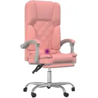vidaXL Sedia da ufficio con funzione massaggio in Pelle finta rosa