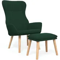 vidaXL Poltrona relax con sgabello in tessuto verde scuro
