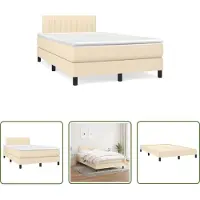 The Living Store Letto a molle con materasso crema 120x190 cm in tessuto