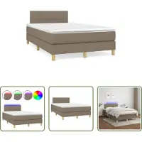 The Living Store Letto a molle insacchettate con materasso e tessuto LED Taupe 120x190 cm