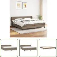 The Living Store Letto a molle con materasso Taupe 200x200 cm in tessuto