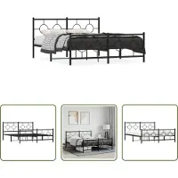 The Living Store Struttura letto con testiera e pediera in metallo nero 150x200 cm
