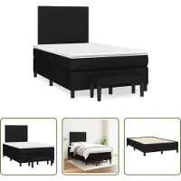 The Living Store Letto a molle con materasso nero 120x190 cm in tessuto