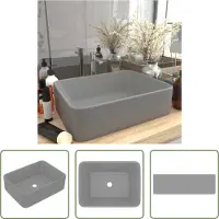 The Living Store Lavabo grigio chiaro opaco 41x30x12 cm in Vetroceramica