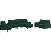vidaXL Set di divani a 4 pezzi con cuscini e imbottiture in velluto verde scuro