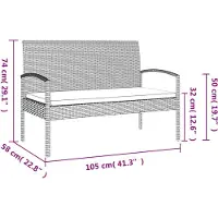 vidaXL Panca da giardino con cuscini nera 105 cm in poly rattan