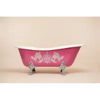 Casa Padrino Pompöös by Vasca da bagno freestanding Deluxe di Harald Glööckler 156 x 76 x 72,5 cm con piedi di leone argentati, rosa/argento/bianco