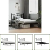 The Living Store Struttura letto con testiera in metallo nero 100x200 cm