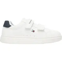 Tommy Hilfiger sneakers da bambino con chiusura a strappo e dettagli loggati con bandierina bianche blu