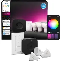 Philips Hue White & Color Ambiance Starter Kit: 3 Lampadine Gu10 + Dimmer + Bridge Pro