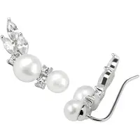 JwL Luxury Pearls Orecchini Longitudinali Argento Perle Cristalli — Orecchini