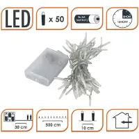 Spetebo Luci da fata con 50 LED in bianco freddo - 500 cm - Catena luminosa natalizia da tavolo per illuminazione interna
