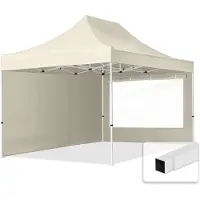 TOOLPORT 3x4,5m gazebo pieghevole con laterali (finestre panoramiche), ECONOMY acciaio, crema
