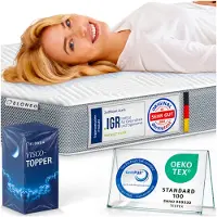 ELONEO Coprimaterasso viscoelastico ELONEO 90x190cm, coprimaterasso con effetto memory foam, altezza 5 cm, coprimaterasso per letto e rete a doghe