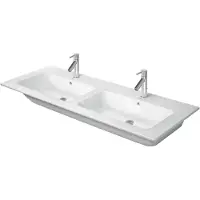 Duravit ME by Starck lavabos doubles pour meubles, avec trop-plein, 2 trous pour robinets, 1300mm, 233613AA00, 233613AA00