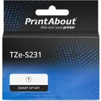 PrintAbout Nastro compatibile Brother TZe-S231 - Nero su bianco (12 mm)
