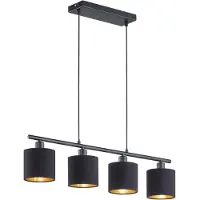 TRIO Leuchten Lampada a sospensione Tommy, nero/oro, lunghezza 75 cm, a 4 luci, tessuto