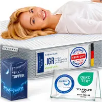Aktiv shop GmbH Coprimaterasso viscoelastico ELONEO 200x200cm, coprimaterasso con effetto memory foam, altezza 8 cm, coprimaterasso per letto e rete a doghe