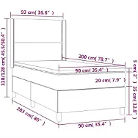 vidaXL Letto a molle con materasso nero 90x200 cm in velluto